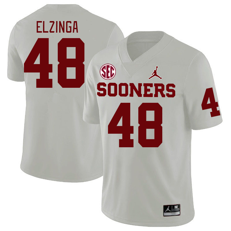 Men #48 Luke Elzinga Oklahoma Sooners 2024 SEC Conference College Football Jerseys-White